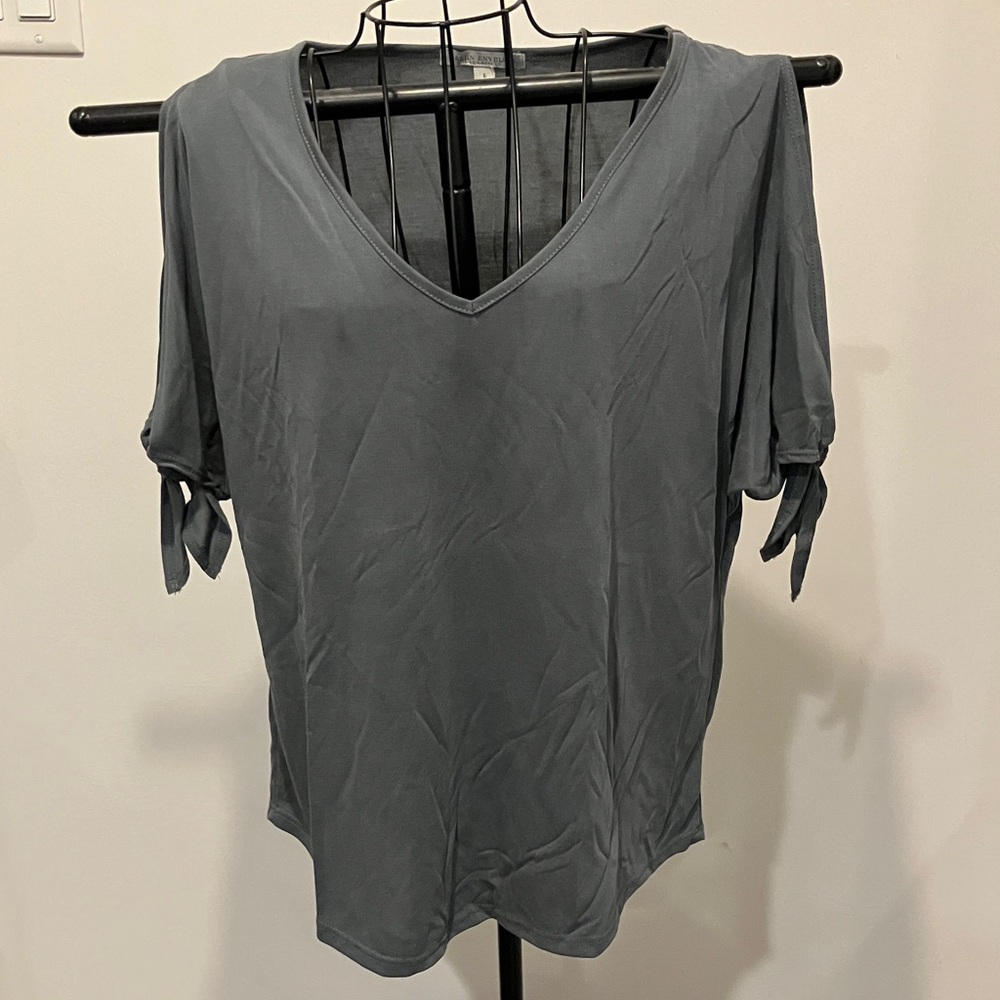Green Envelope Charcoal V-Neck Tee
